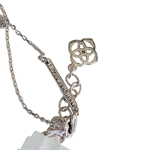 NWT Kendra Scott Silver Harrison Pendant Necklace Platinum Drusy Quartz w/Duster - Picture 6 of 7